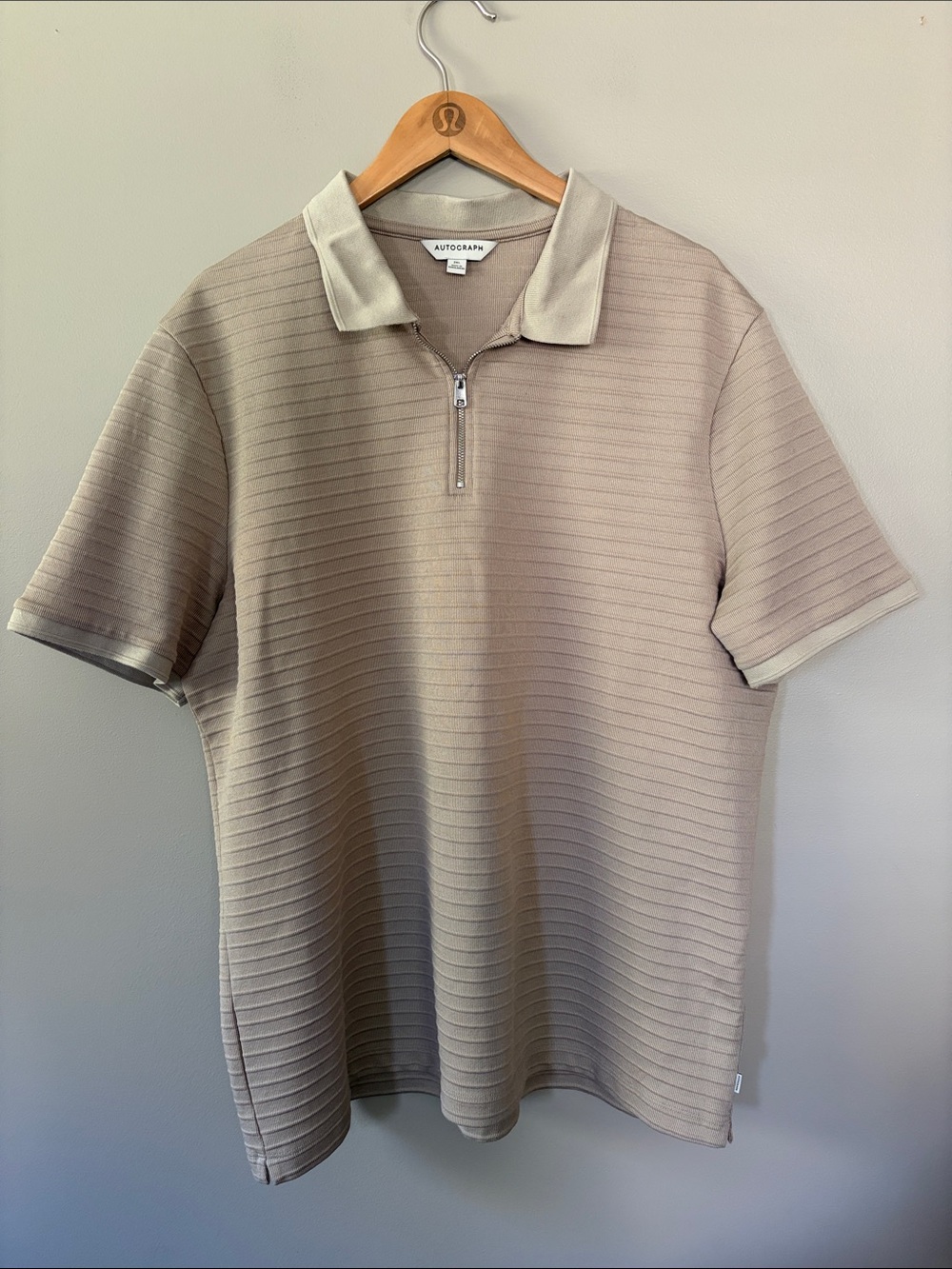 Autograph Men’s Quarter Zip Polo Shirt XXL/2XL Stone Beige Khaki Marks & Spencer